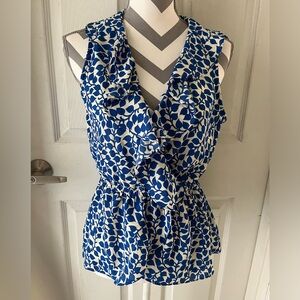 Max Studio. Women’s Sleeveless Ruffle Trim Print Blouse. New.
